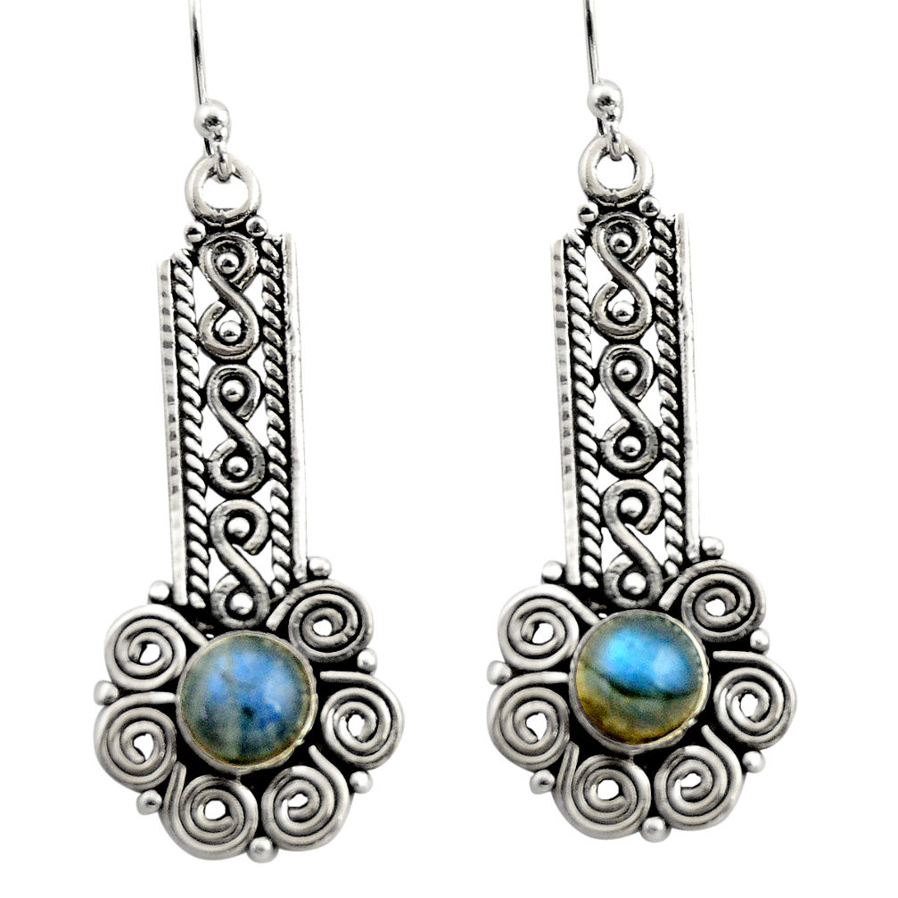 2.47cts natural blue labradorite 925 sterling silver dangle earrings r21718