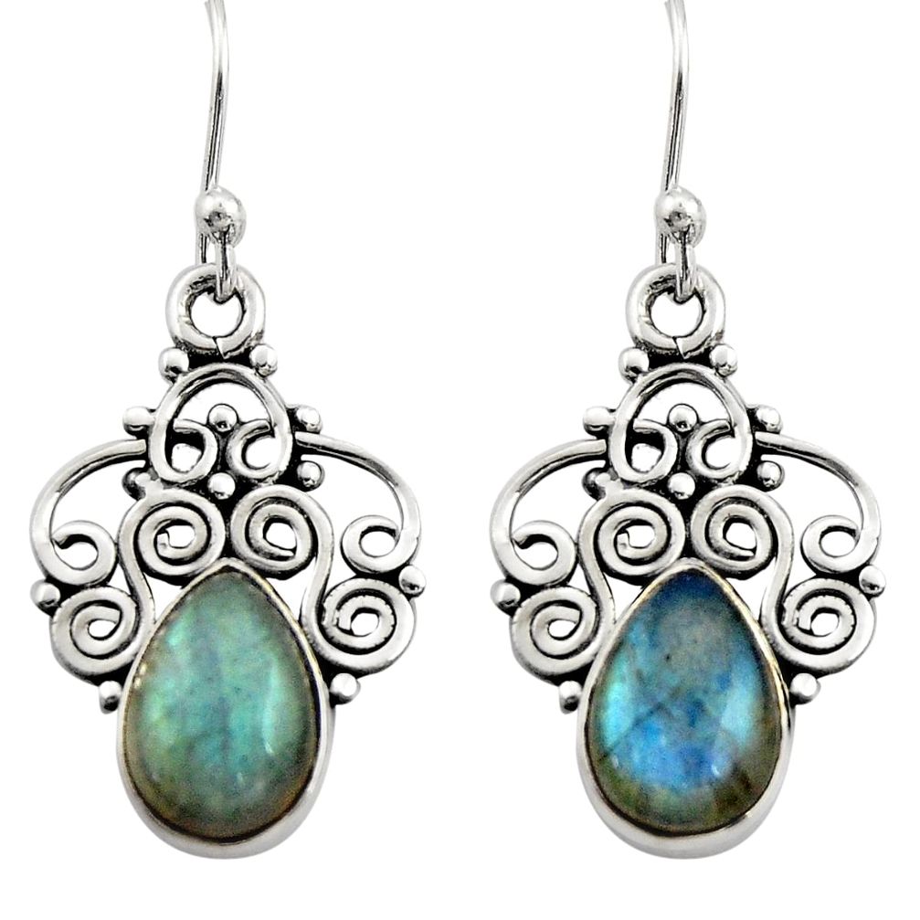 4.28cts natural blue labradorite 925 sterling silver dangle earrings r21727