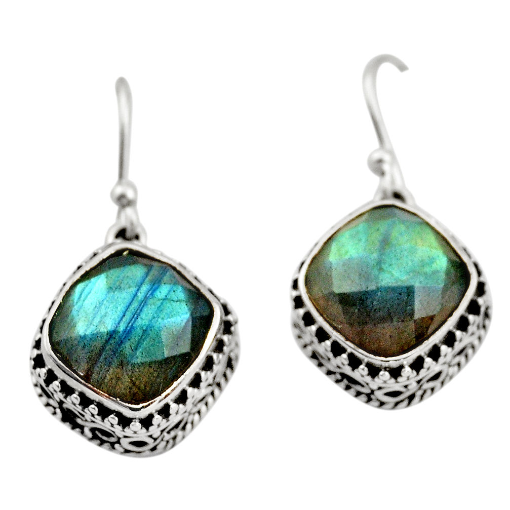 11.21cts natural blue labradorite 925 sterling silver dangle earrings r21881