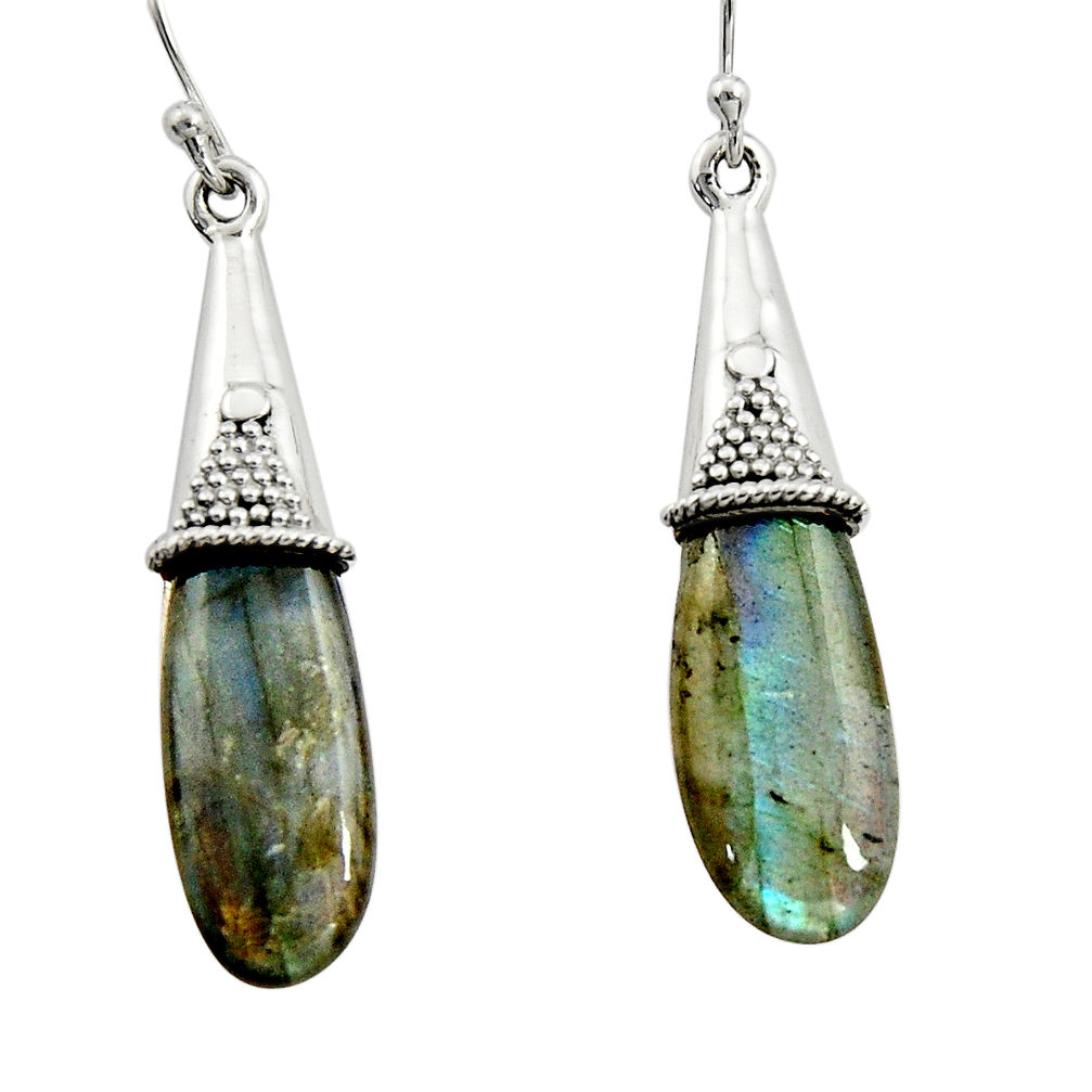 17.44cts natural blue labradorite 925 sterling silver dangle earrings r22863