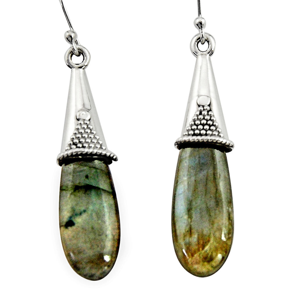 17.47cts natural blue labradorite 925 sterling silver dangle earrings r22870