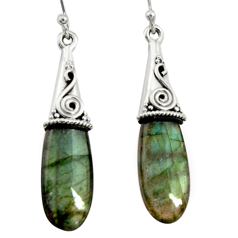 17.53cts natural blue labradorite 925 sterling silver dangle earrings r22896