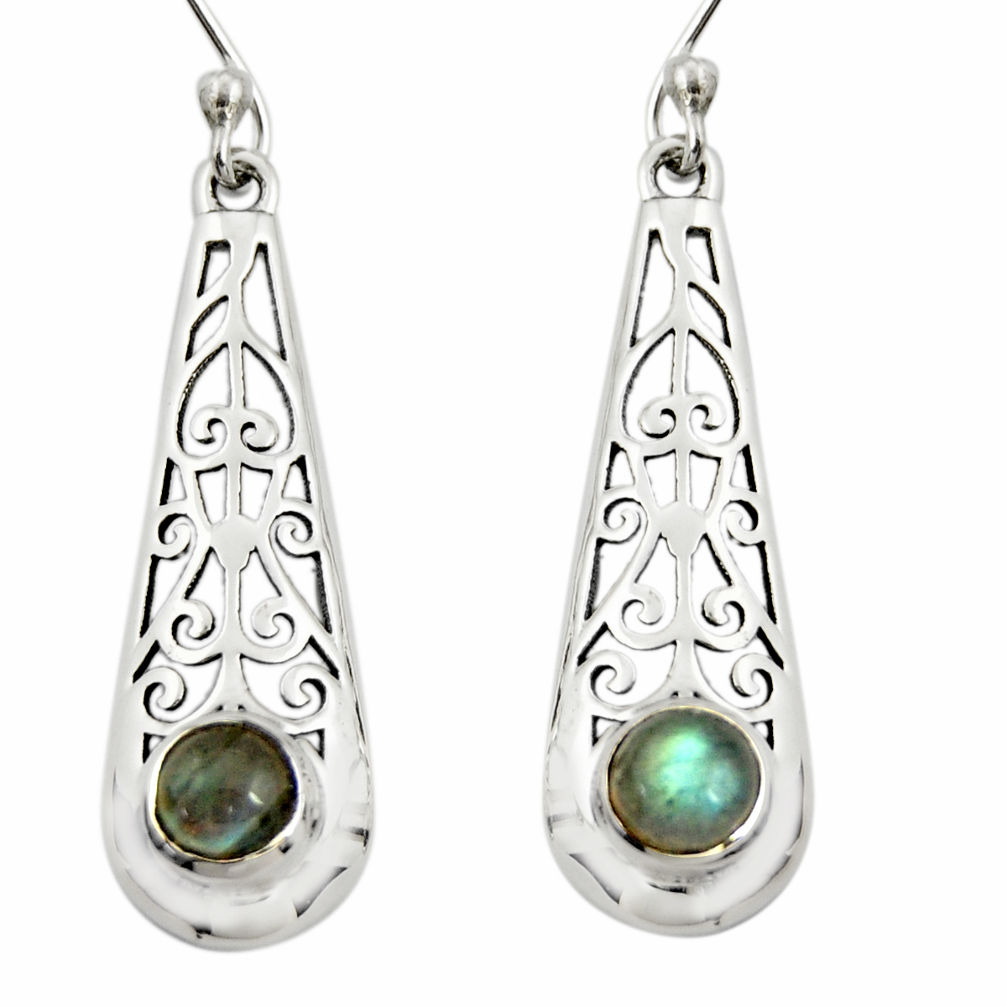 1.74cts natural blue labradorite 925 sterling silver dangle earrings r26075