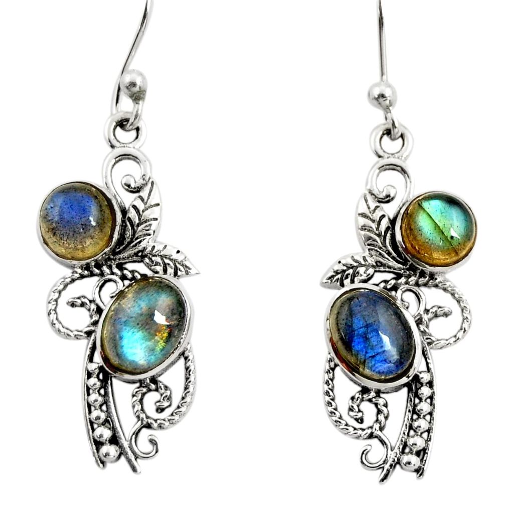 4.92cts natural blue labradorite 925 sterling silver dangle earrings r26096