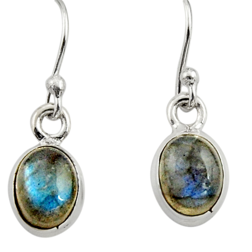 3.94cts natural blue labradorite 925 sterling silver dangle earrings r26716