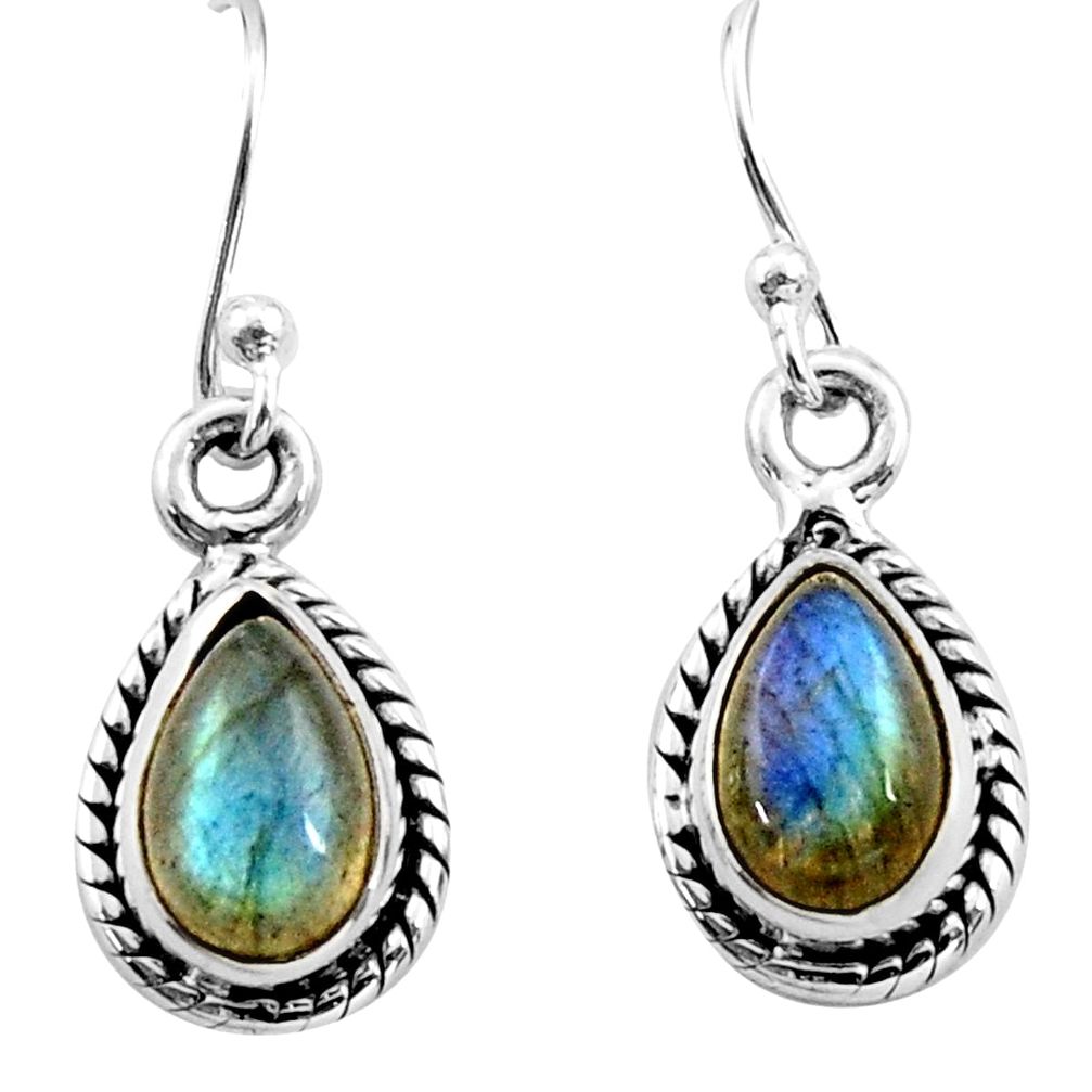 4.53cts natural blue labradorite 925 sterling silver dangle earrings r26739