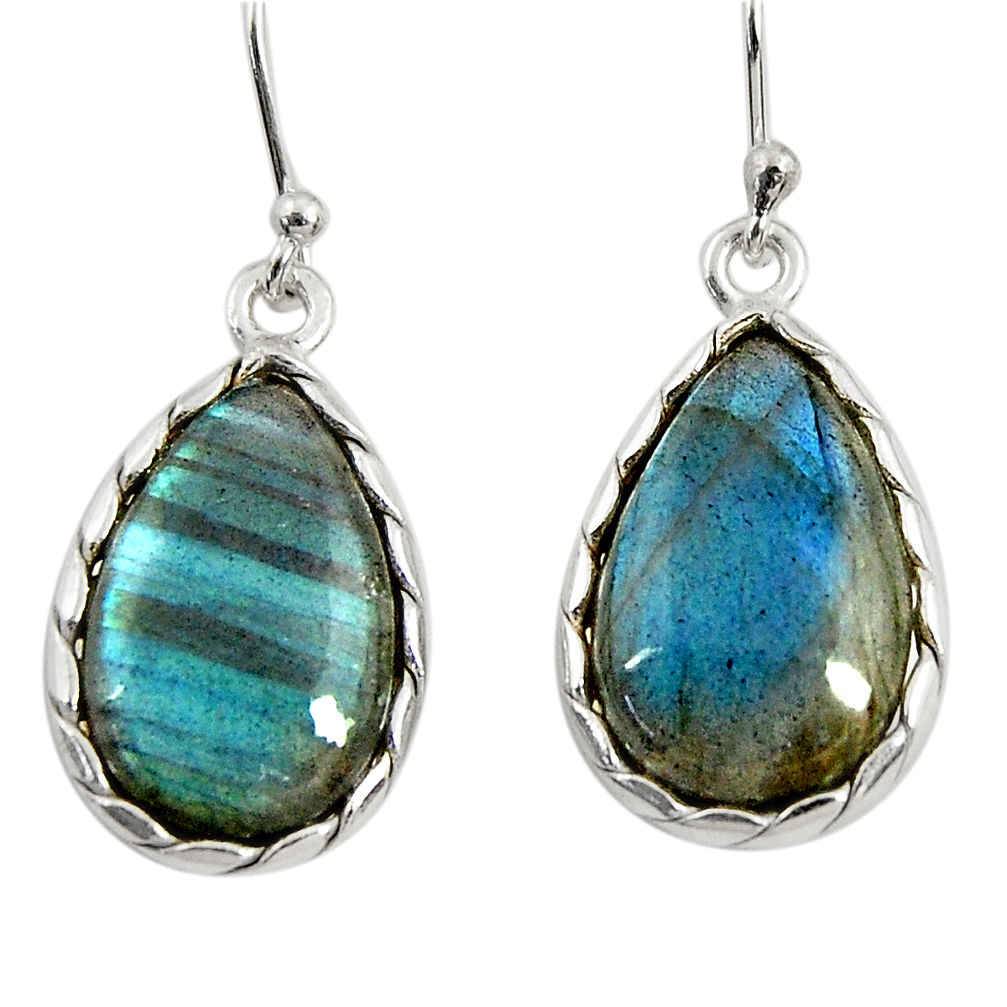 13.52cts natural blue labradorite 925 sterling silver dangle earrings r29191