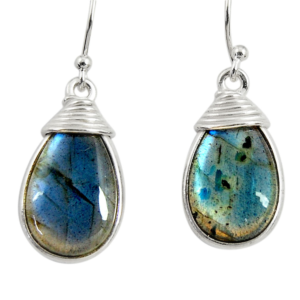 13.13cts natural blue labradorite 925 sterling silver dangle earrings r29195