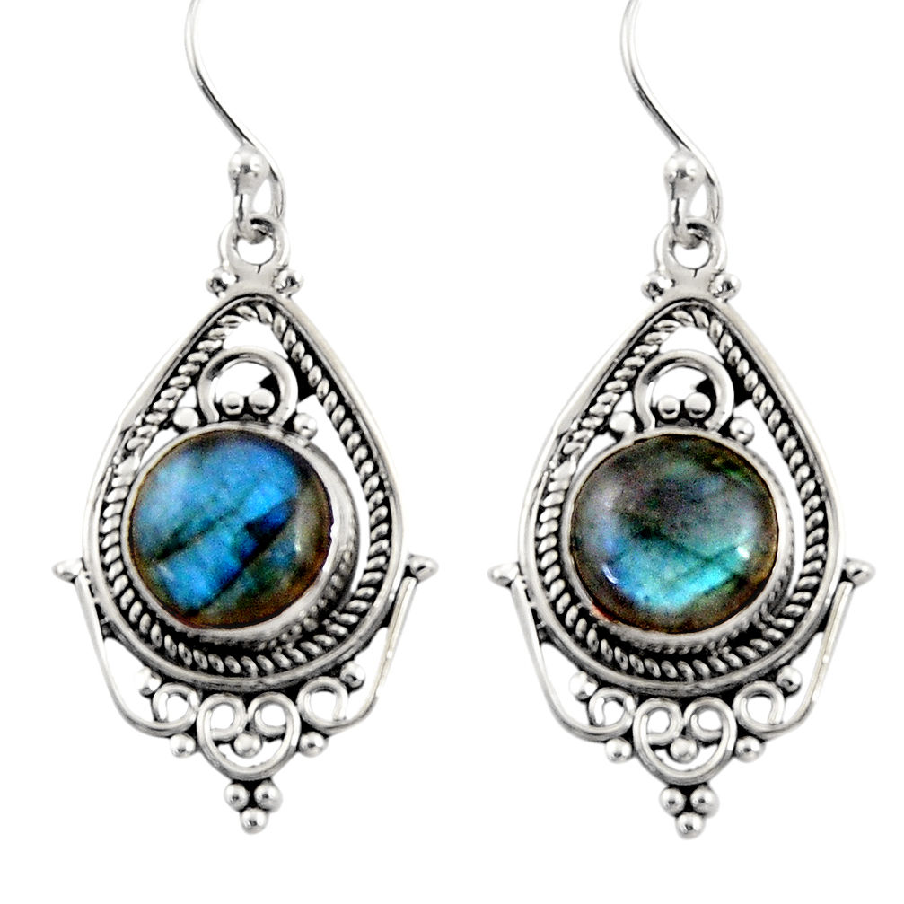8.31cts natural blue labradorite 925 sterling silver dangle earrings r30835
