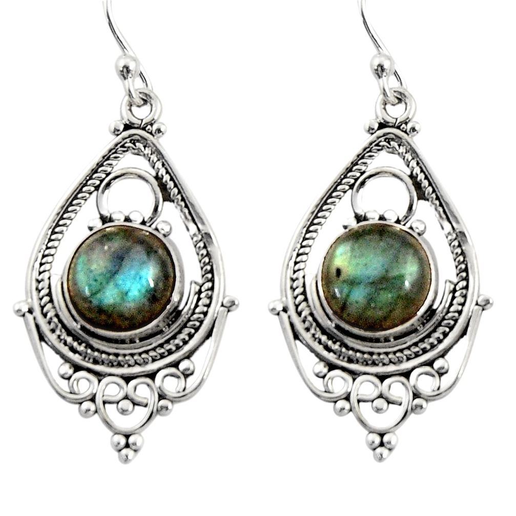 6.54cts natural blue labradorite 925 sterling silver dangle earrings r30913