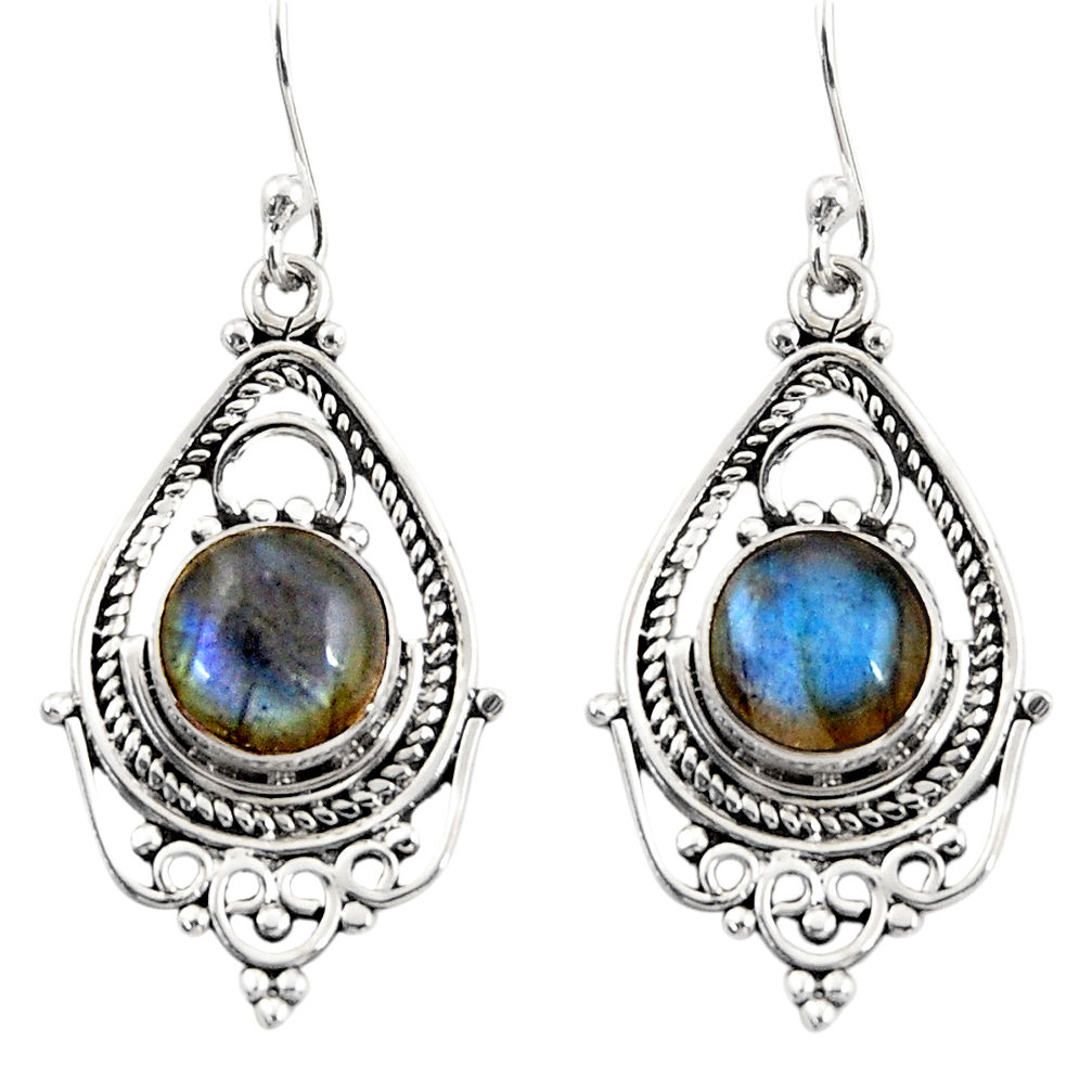 6.93cts natural blue labradorite 925 sterling silver dangle earrings r30915