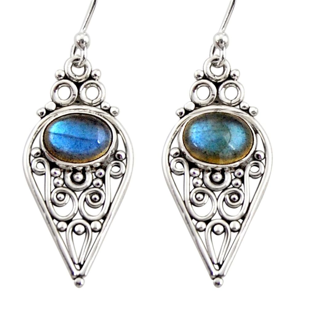 4.28cts natural blue labradorite 925 sterling silver dangle earrings r31125
