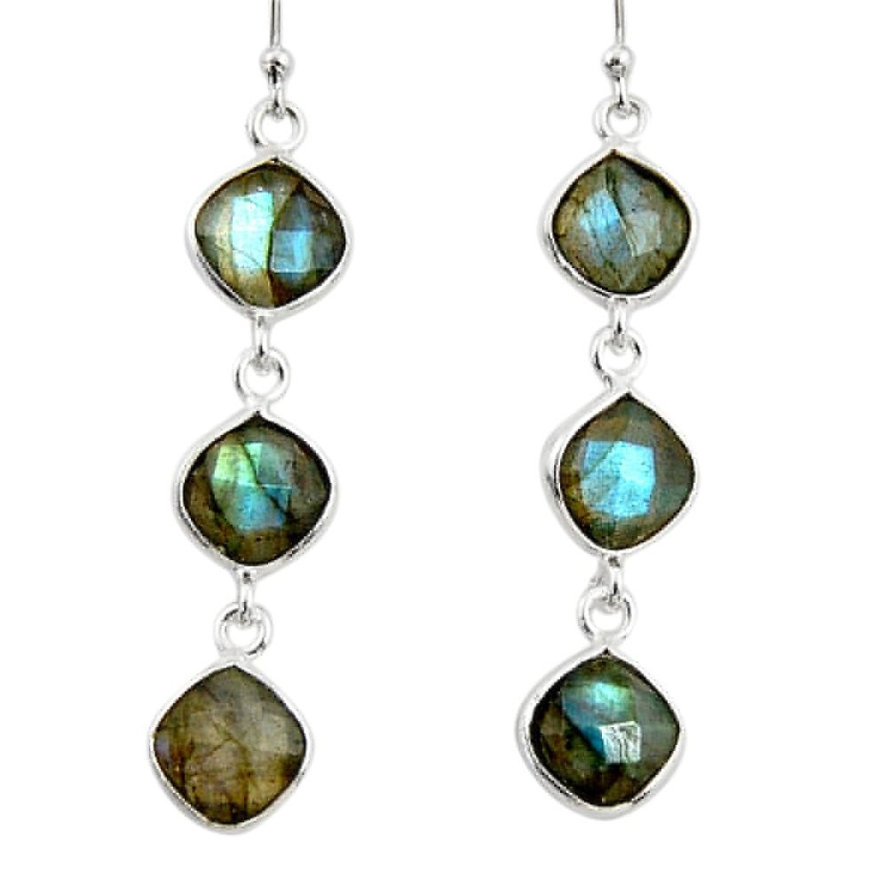 11.69cts natural blue labradorite 925 sterling silver dangle earrings r33540