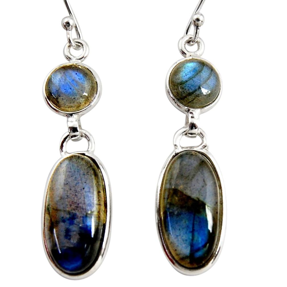 12.99cts natural blue labradorite 925 sterling silver dangle earrings r36511