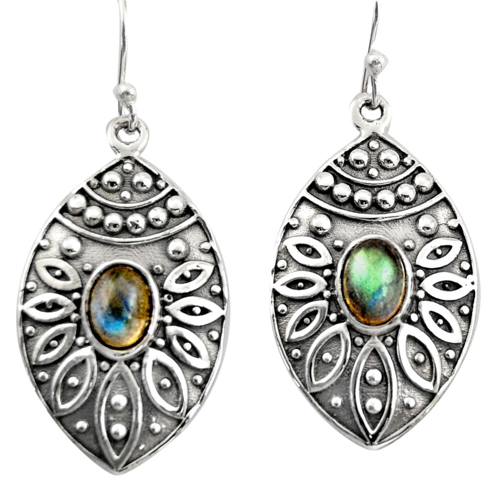 3.41cts natural blue labradorite 925 sterling silver dangle earrings r38078