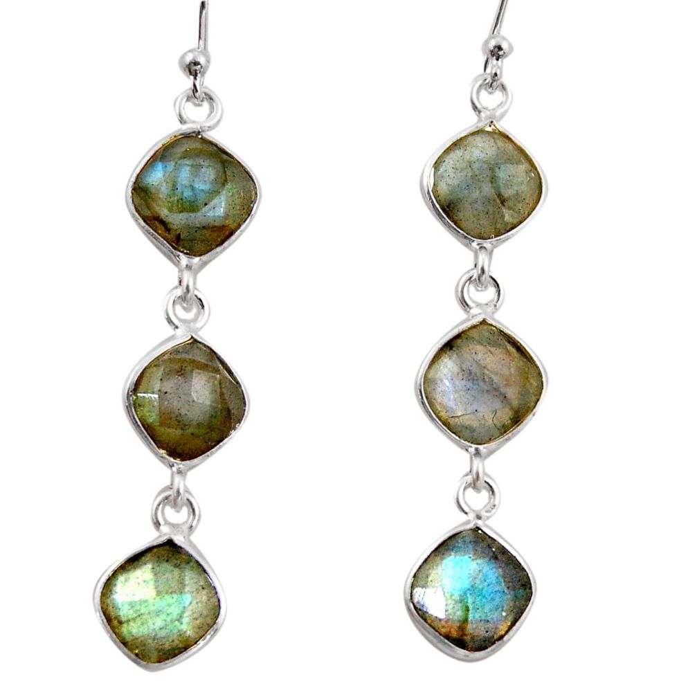 11.28cts natural blue labradorite 925 sterling silver dangle earrings r38674