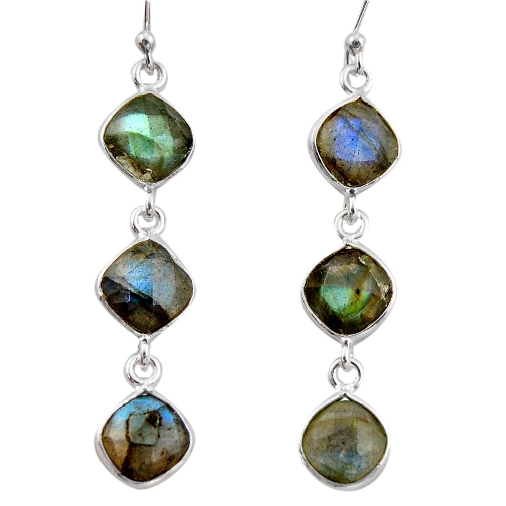 13.13cts natural blue labradorite 925 sterling silver dangle earrings r38677