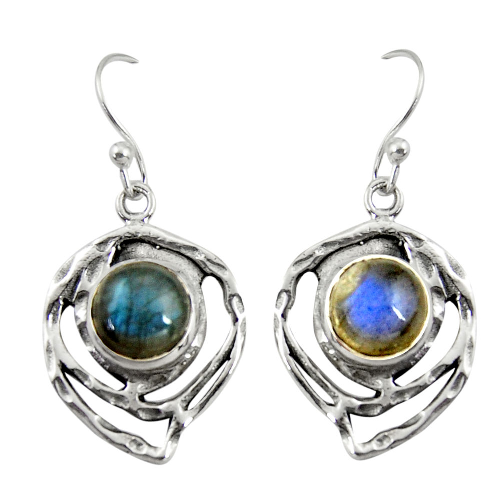 5.97cts natural blue labradorite 925 sterling silver dangle earrings r39172