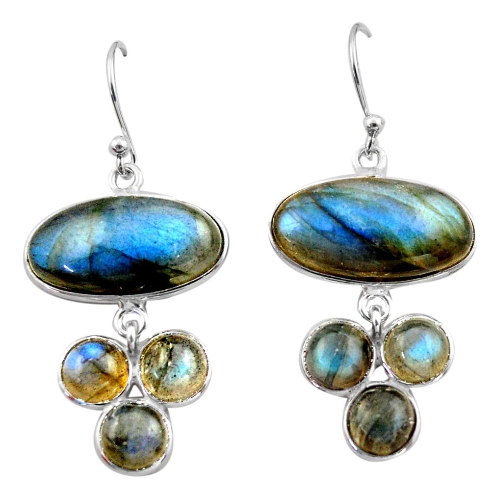 19.09cts natural blue labradorite 925 sterling silver dangle earrings r40412