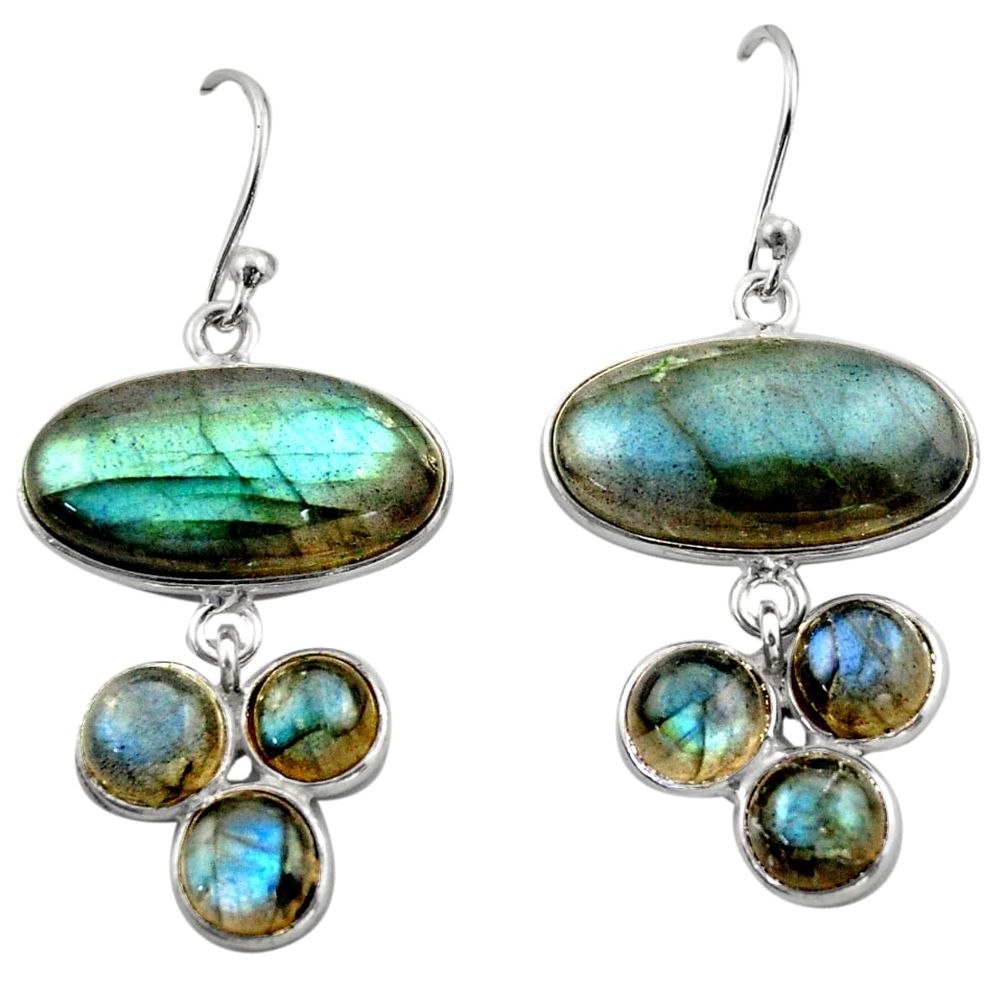 19.03cts natural blue labradorite 925 sterling silver dangle earrings r40413