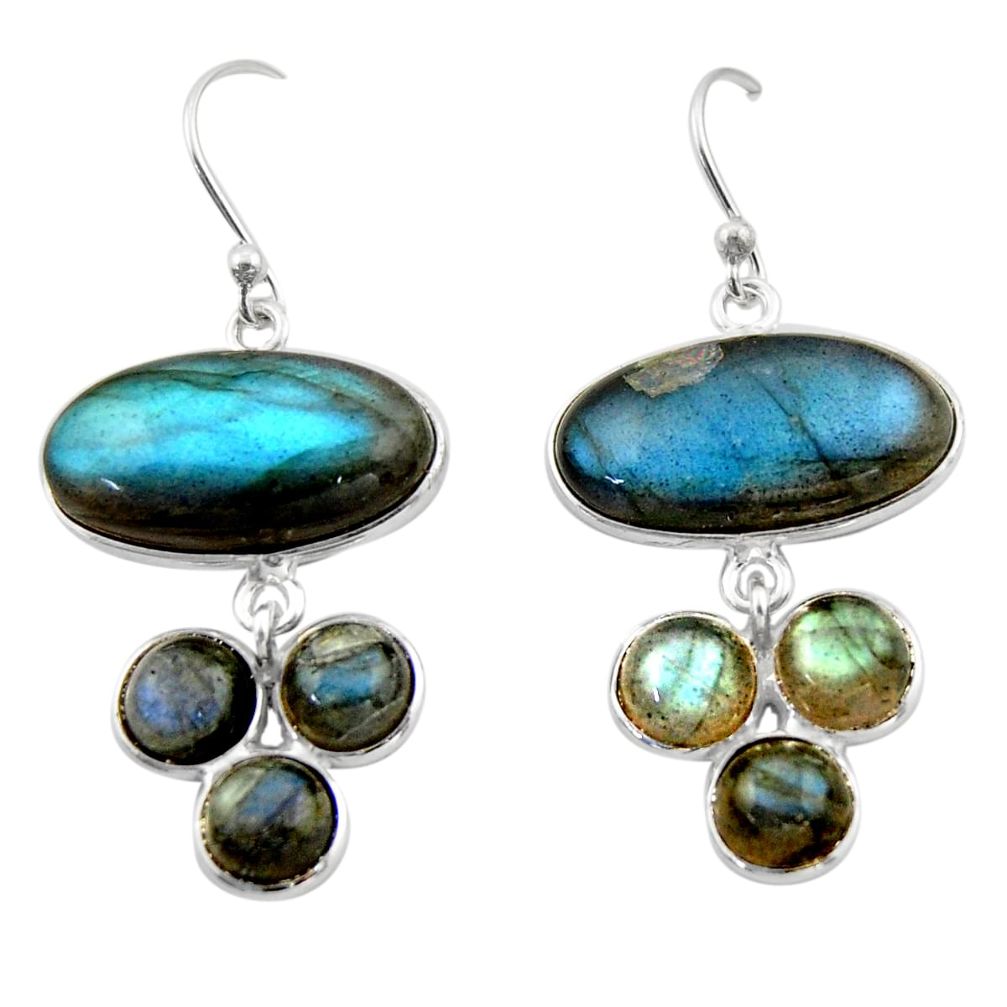 19.76cts natural blue labradorite 925 sterling silver dangle earrings r40416