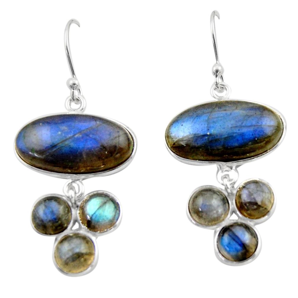 19.09cts natural blue labradorite 925 sterling silver dangle earrings r40417