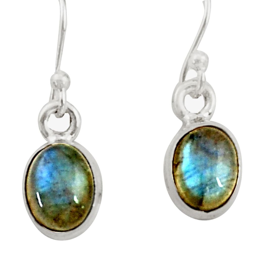 3.89cts natural blue labradorite 925 sterling silver dangle earrings r41109
