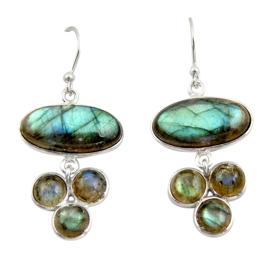 14.92cts natural blue labradorite 925 sterling silver dangle earrings r42295