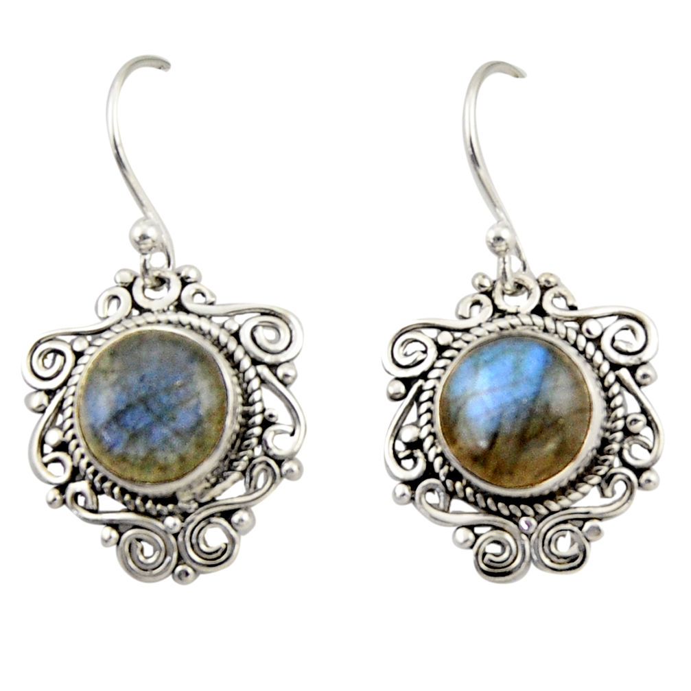 8.05cts natural blue labradorite 925 sterling silver dangle earrings r42358
