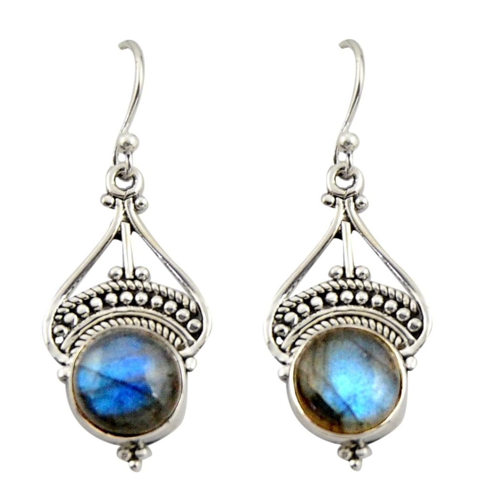 8.11cts natural blue labradorite 925 sterling silver dangle earrings r42377