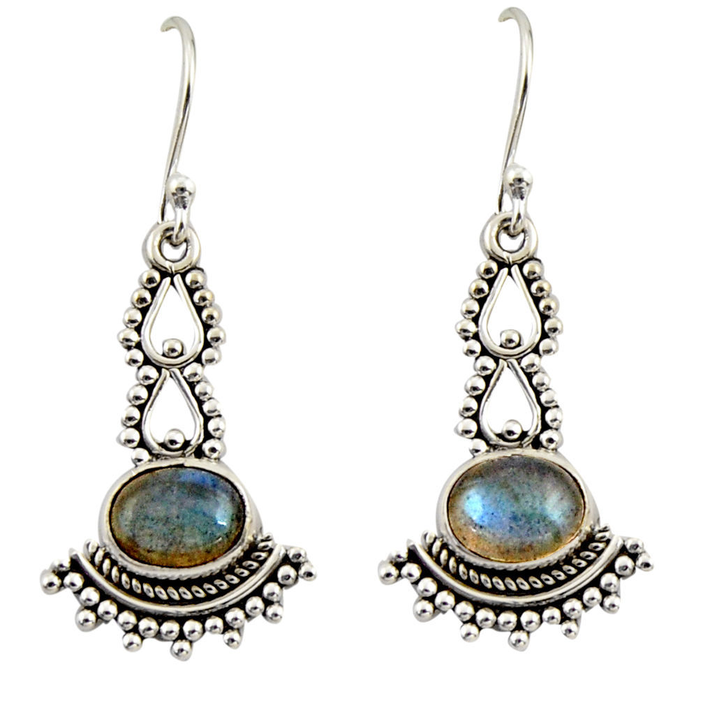 4.19cts natural blue labradorite 925 sterling silver dangle earrings r42413