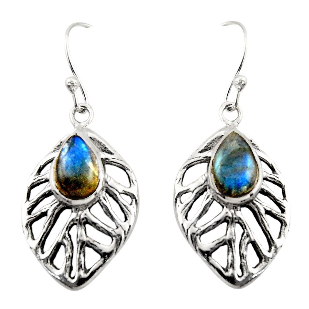 4.58cts natural blue labradorite 925 sterling silver dangle earrings r42891