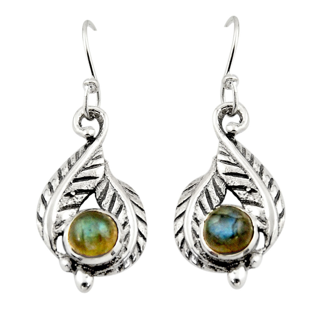 2.04cts natural blue labradorite 925 sterling silver dangle earrings r42914