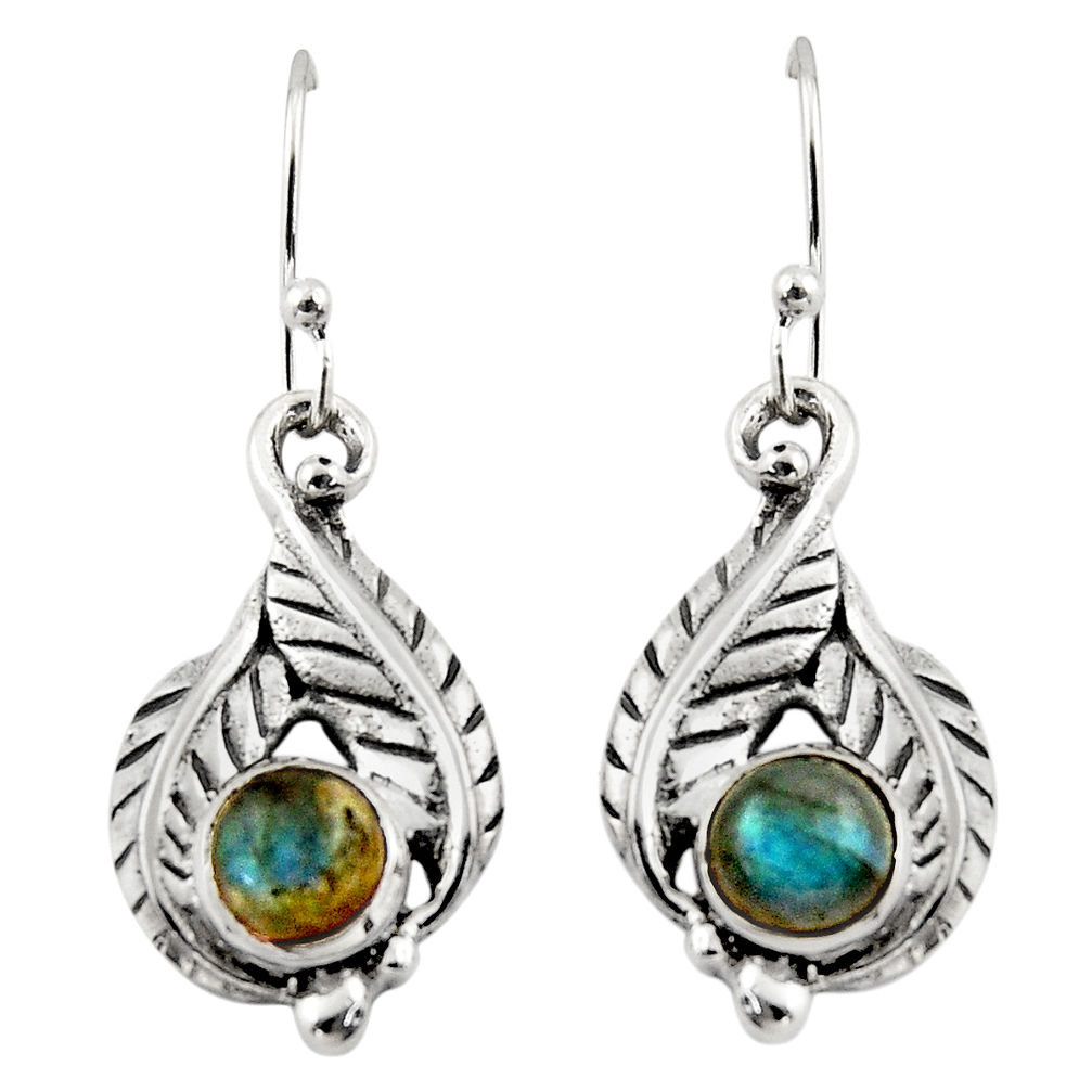 2.13cts natural blue labradorite 925 sterling silver dangle earrings r42915