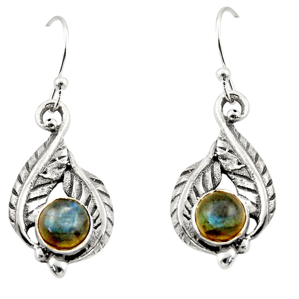 1.83cts natural blue labradorite 925 sterling silver dangle earrings r42936