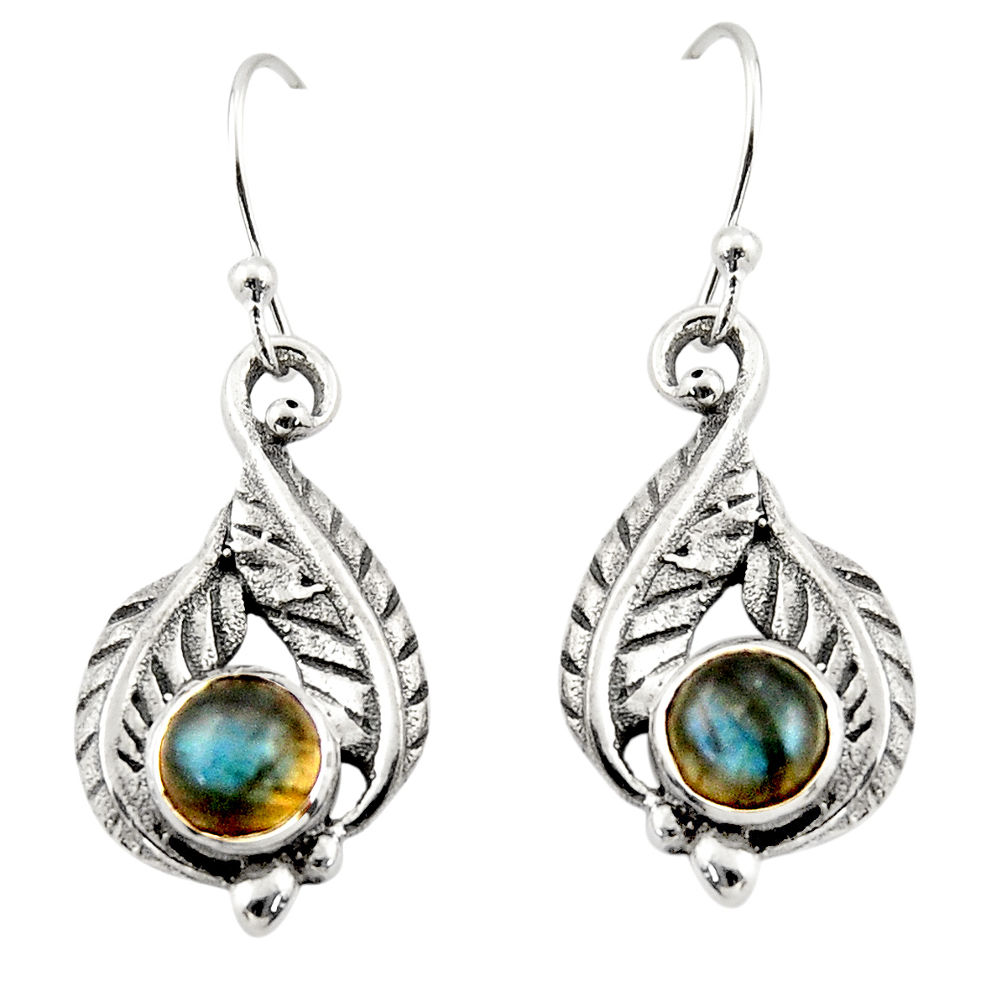 1.97cts natural blue labradorite 925 sterling silver dangle earrings r42937