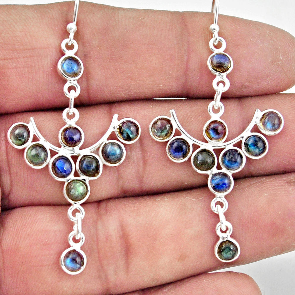 10.55cts natural blue labradorite 925 sterling silver dangle earrings r45100