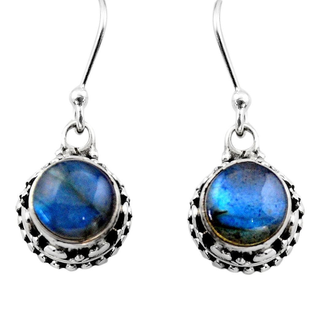 5.05cts natural blue labradorite 925 sterling silver dangle earrings r53049