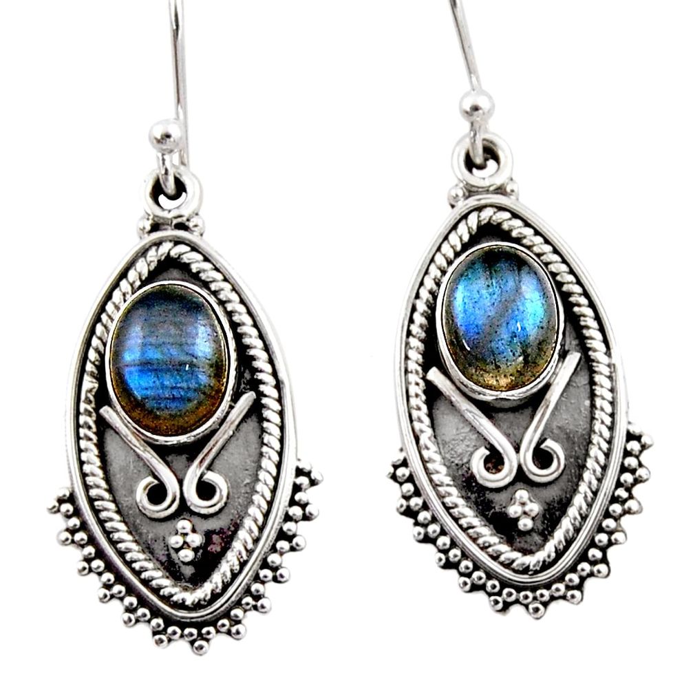 4.52cts natural blue labradorite 925 sterling silver dangle earrings r54169