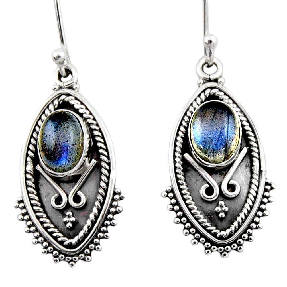 4.52cts natural blue labradorite 925 sterling silver dangle earrings r54170