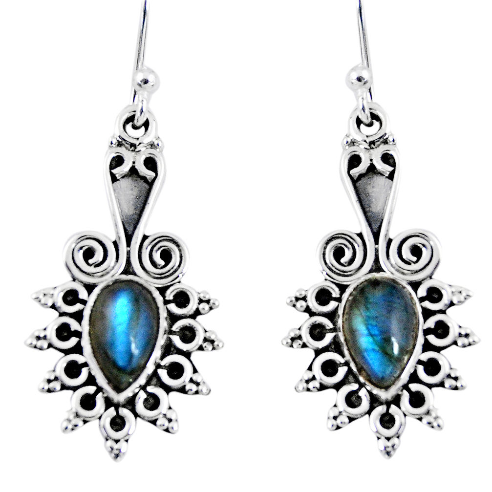 3.82cts natural blue labradorite 925 sterling silver dangle earrings r55213