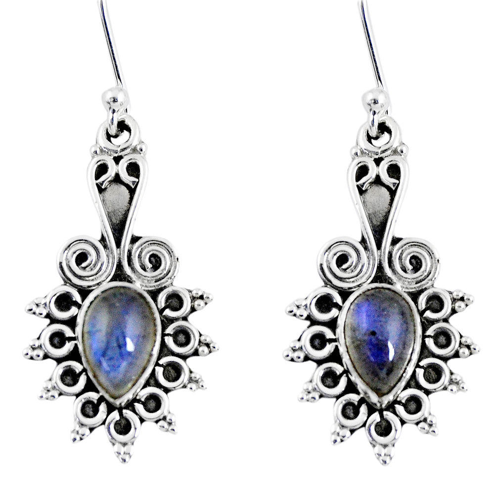 3.98cts natural blue labradorite 925 sterling silver dangle earrings r55217