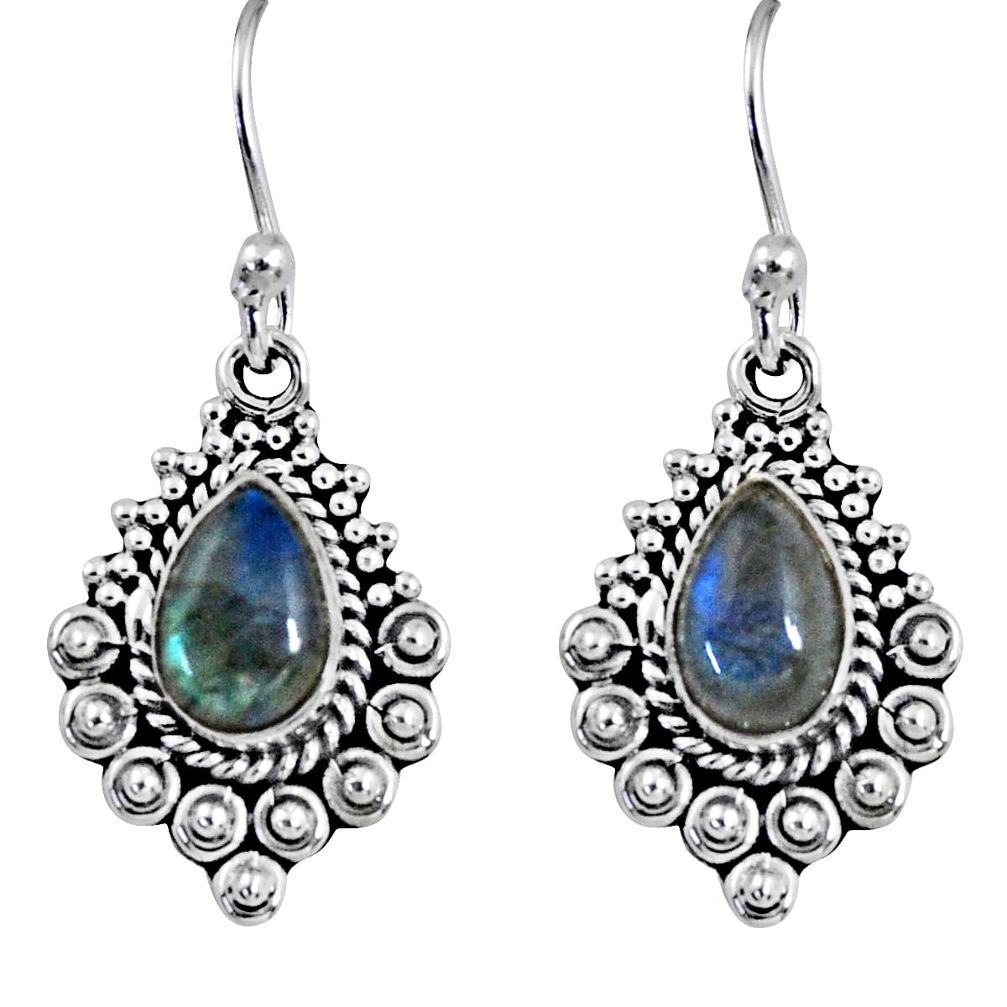 4.28cts natural blue labradorite 925 sterling silver dangle earrings r55253