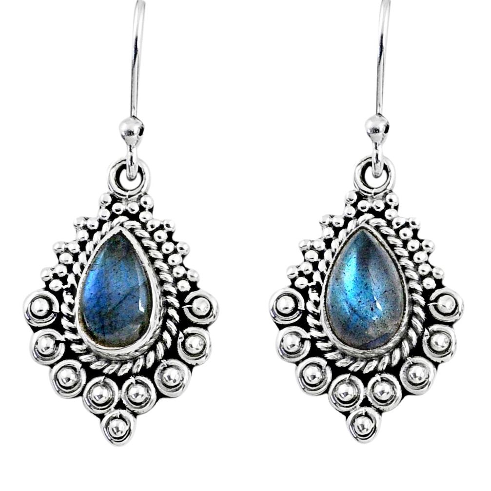 4.28cts natural blue labradorite 925 sterling silver dangle earrings r55260