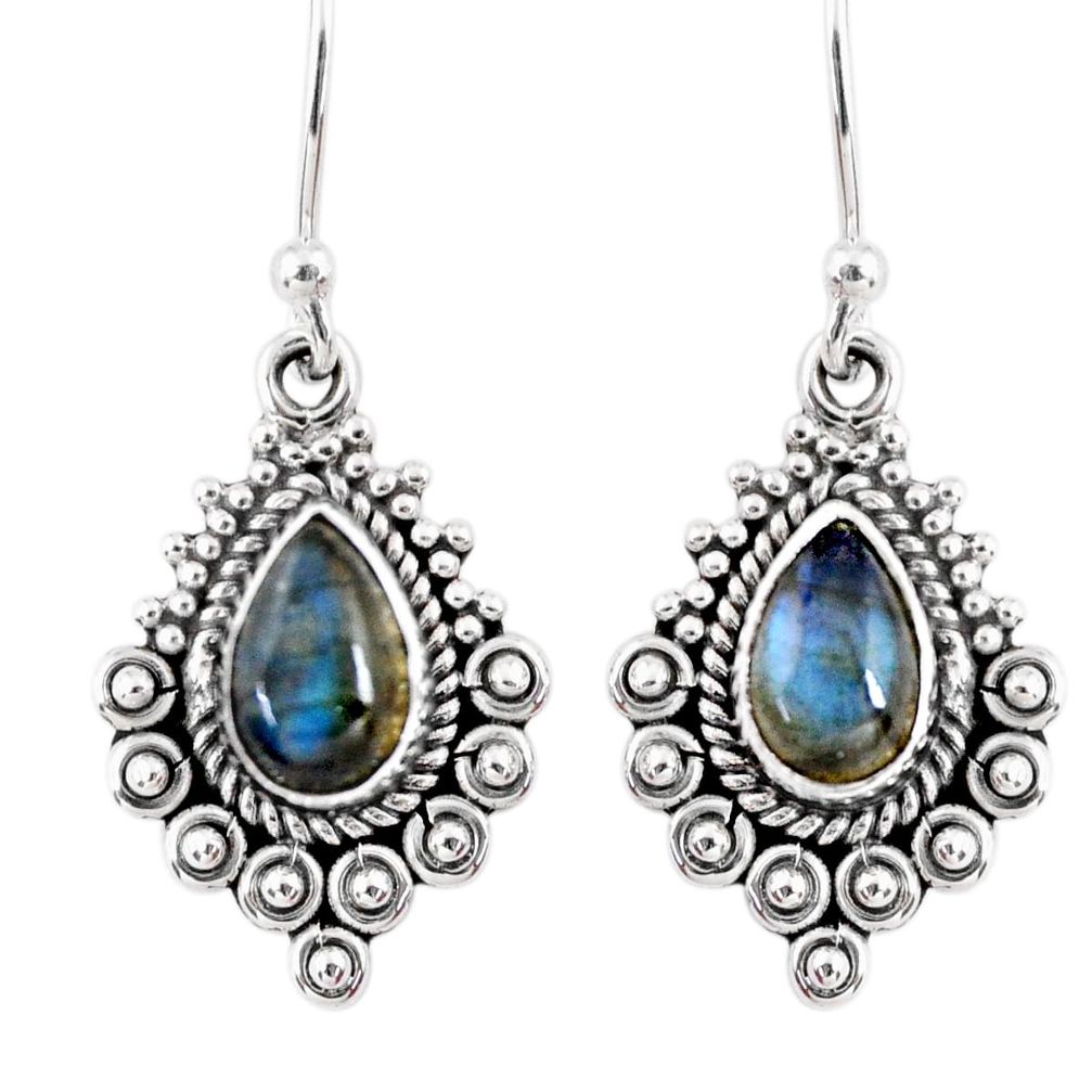 4.08cts natural blue labradorite 925 sterling silver dangle earrings r55276