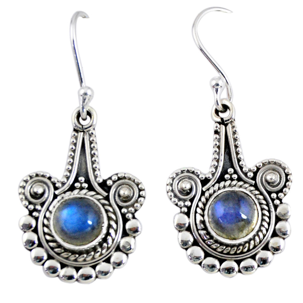 2.81cts natural blue labradorite 925 sterling silver dangle earrings r55296