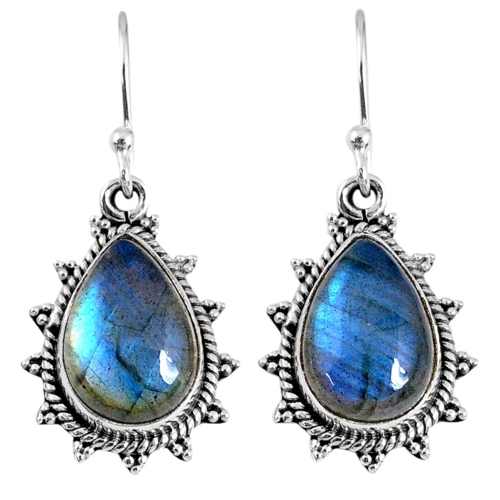 11.57cts natural blue labradorite 925 sterling silver dangle earrings r59671