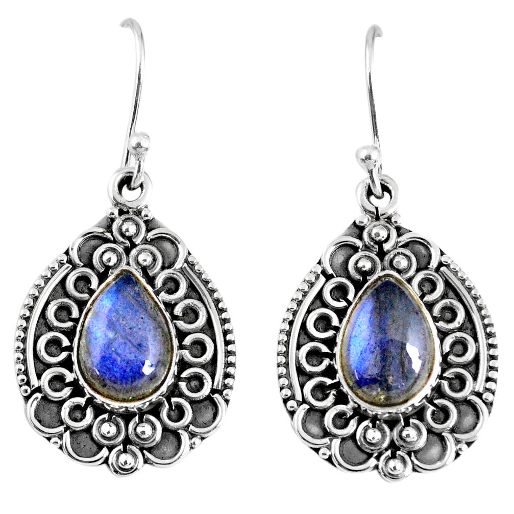 5.52cts natural blue labradorite 925 sterling silver dangle earrings r59738