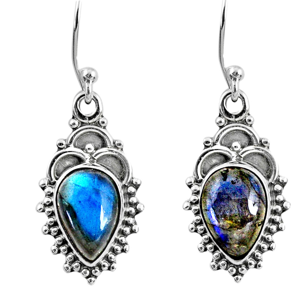 6.09cts natural blue labradorite 925 sterling silver dangle earrings r60458