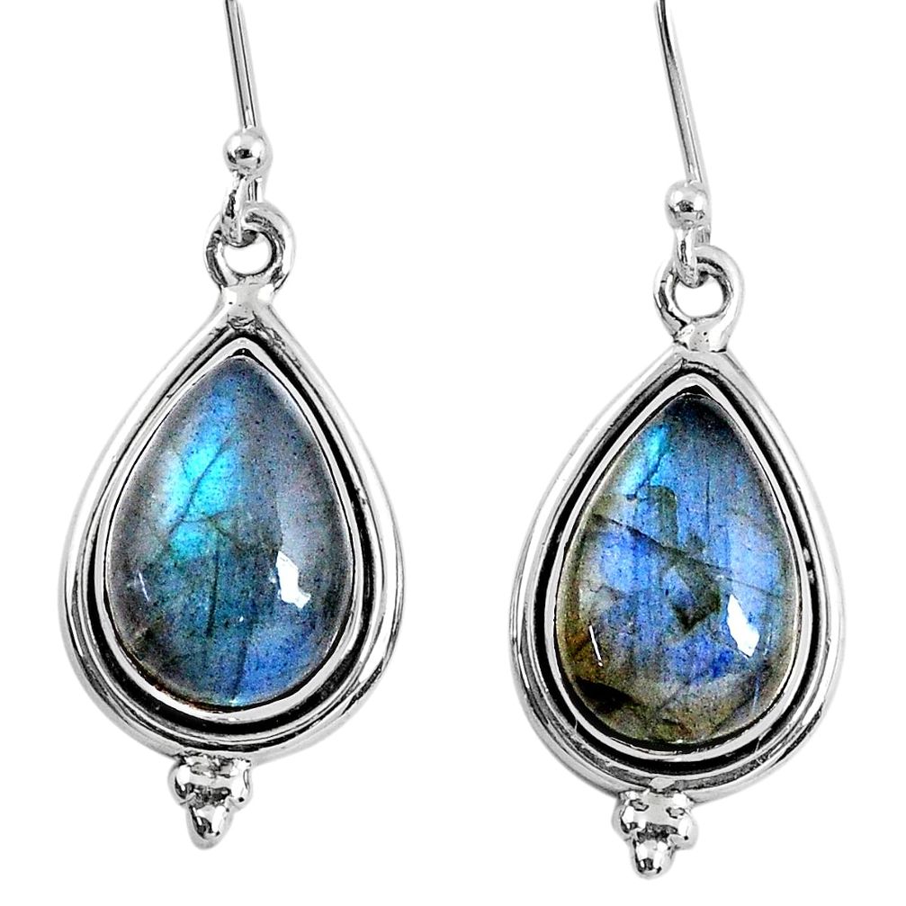 9.86cts natural blue labradorite 925 sterling silver dangle earrings r60557